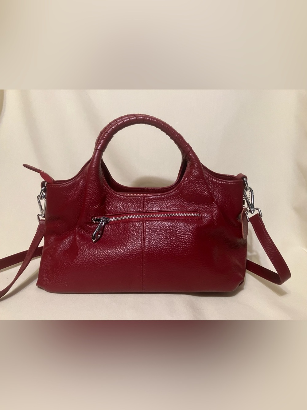 Iswee Women's Red Pebble Top Handle Crossbody Leather Purse Handbag